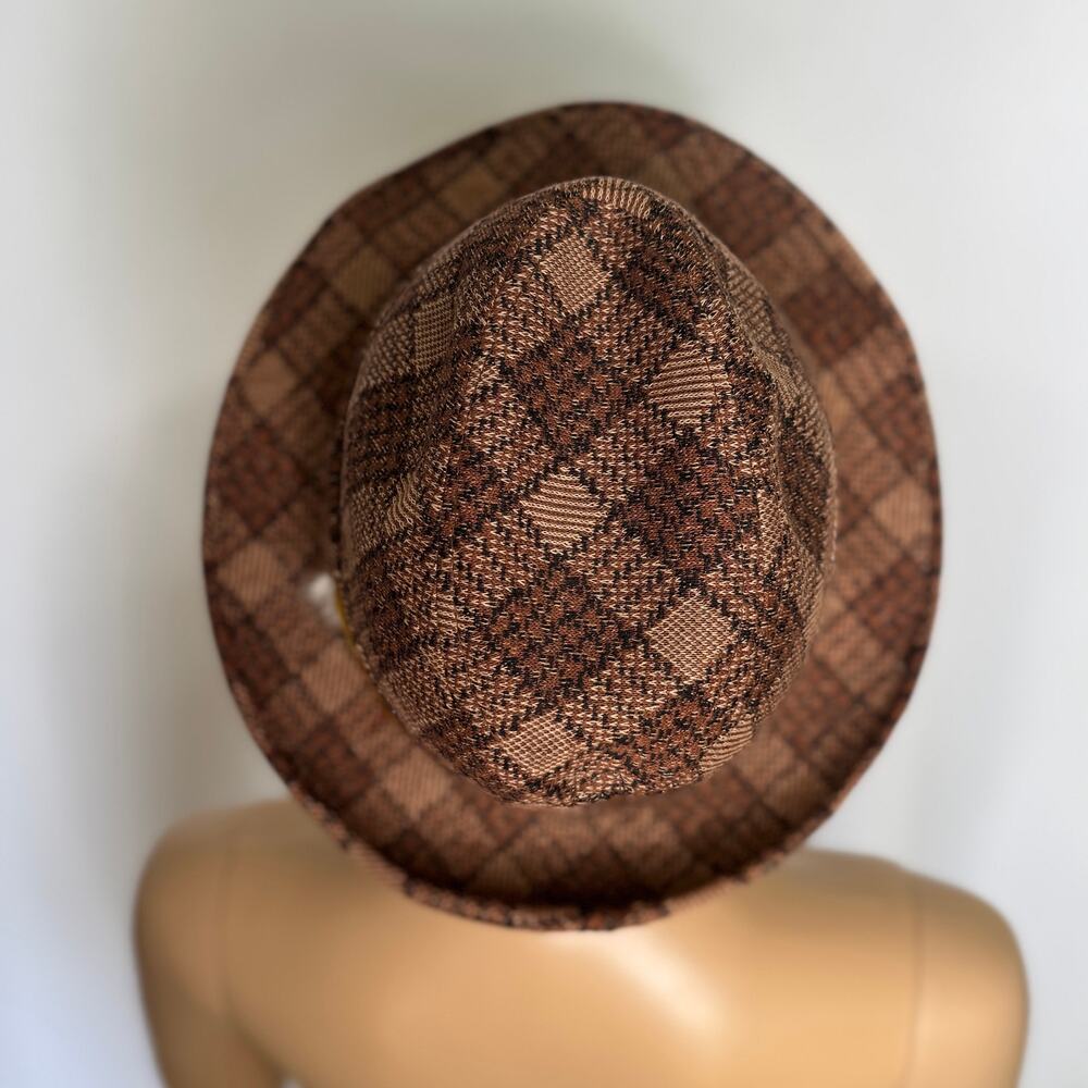 Vintage 1960s Penney’s Towncraft Plaid Fedora Feather Union Made Hat Small - Picture 5 of 16